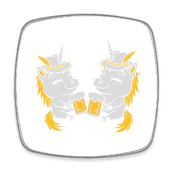 Bier Anstoßen Einhorn Team - Viereckiger Kühlschrankmagnet - Weiß - Vorne