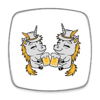 Unicorn Friends Beer Toast - Square fridge magnet - white - Front