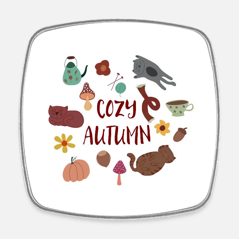 Cozy Autumn - gemütlicher Herbst - Square fridge magnet - white