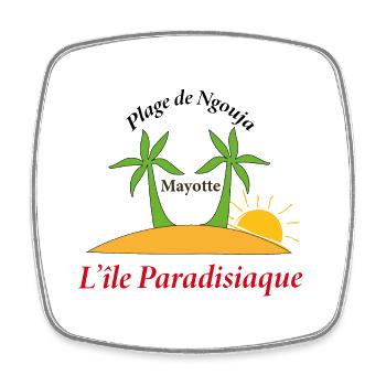PLAGE DE NGOUJA - Magnet carré - blanc - Devant