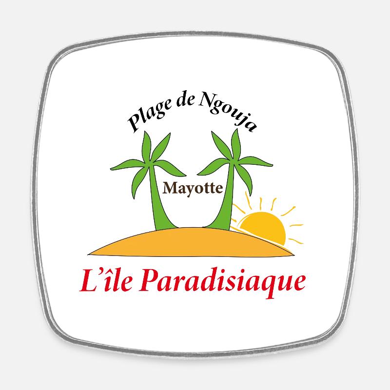 PLAGE DE NGOUJA - Magnet carré - blanc