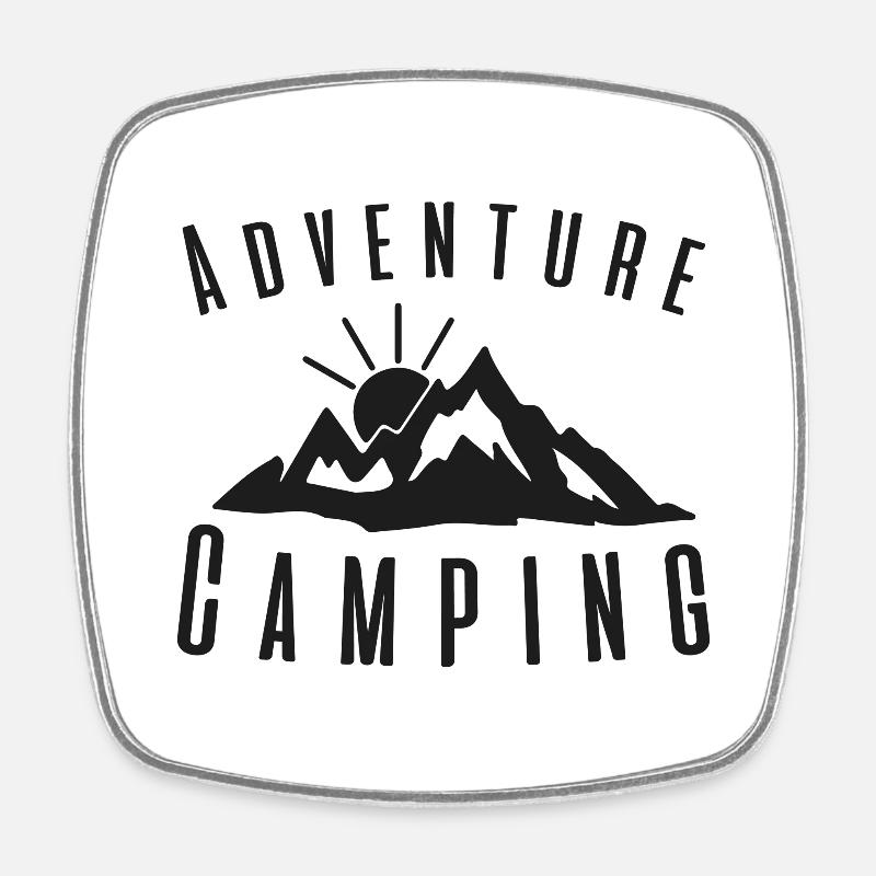 Adventure Camping - Camping Life - Square fridge magnet - white