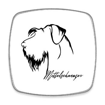 MITTELSCHNAUZER Profil Hunde Hund Wilsigns - Viereckiger Kühlschrankmagnet - Weiß - Vorne
