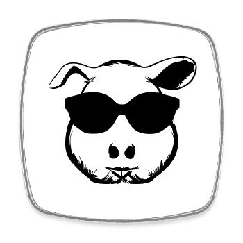 Guinea Pig Cool Sunglasses Funny Vector 6 - Square fridge magnet - white - Front