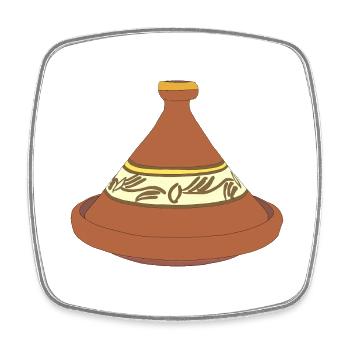 Tajine dessiné à la main - tajine - Magnet carré - blanc - Devant
