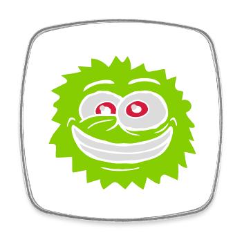 Hairy monster crazy face - Square fridge magnet - white - Front
