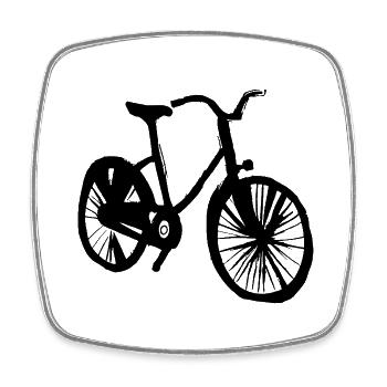 Bicycle Doodle Bicycles Cycling Vector 4 - Square fridge magnet - white - Front