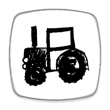 Tractor Kids Drawing Gift Idea - Square fridge magnet - white - Front