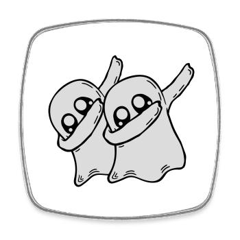 2 Dabbing Ghosts Friends - Magnet carré - blanc - Devant
