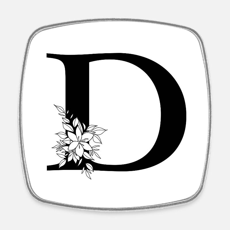 Buchstabe D - Viereckiger Kühlschrankmagnet - Weiß