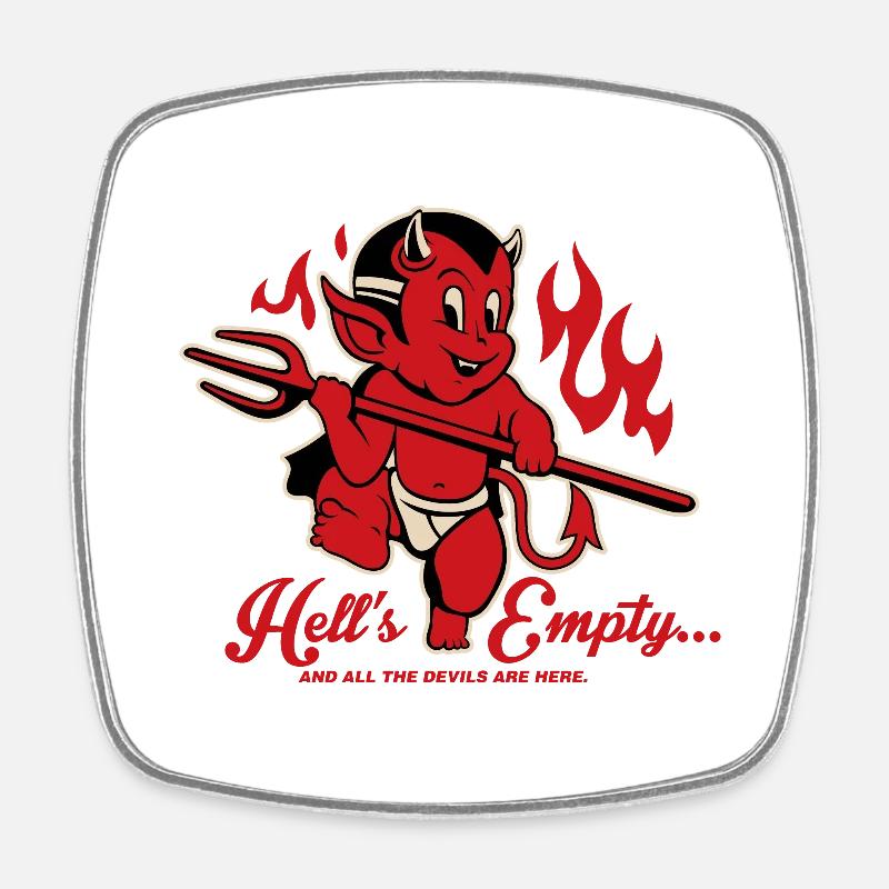 Devil and humor - Square fridge magnet - white