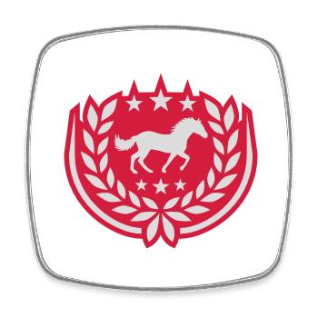 Coat of arms Horse laurel wreath stars - Square fridge magnet - white - Front