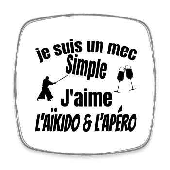aïkido et apéro - Magnet carré - blanc - Devant