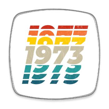 1973 vintage logo 50. Geburtstag, Geburtags Shirt - Viereckiger Kühlschrankmagnet - Weiß - Vorne