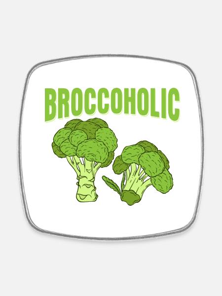 Broccoholic Broccoli Vegetable - Viereckiger Kühlschrankmagnet - Weiß