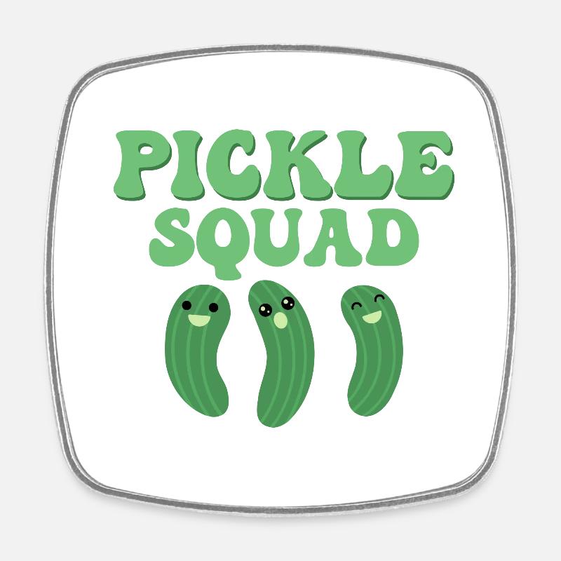 Pickle Squad Pickles Cucumber - Square fridge magnet - white