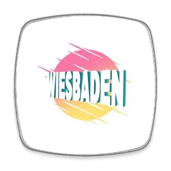 Wiesbaden Deutschland Stadt Schrift Vintage Retro - Viereckiger Kühlschrankmagnet - Weiß - Vorne