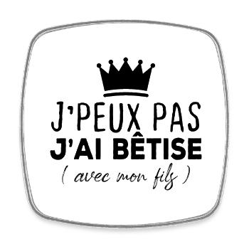 I can't I bet with my son - Square fridge magnet - white - Front