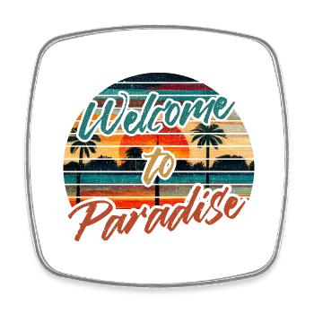 Welcome to paradise vintage sunset palm trees - Viereckiger Kühlschrankmagnet - Weiß - Vorne