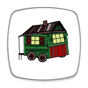 Proud builder wood hut trailer homemade - Square fridge magnet - white - Front