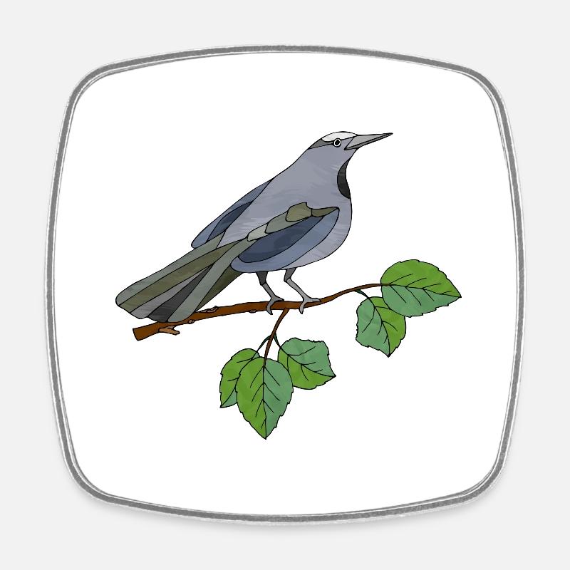 Oiseau - Magnet carré - blanc