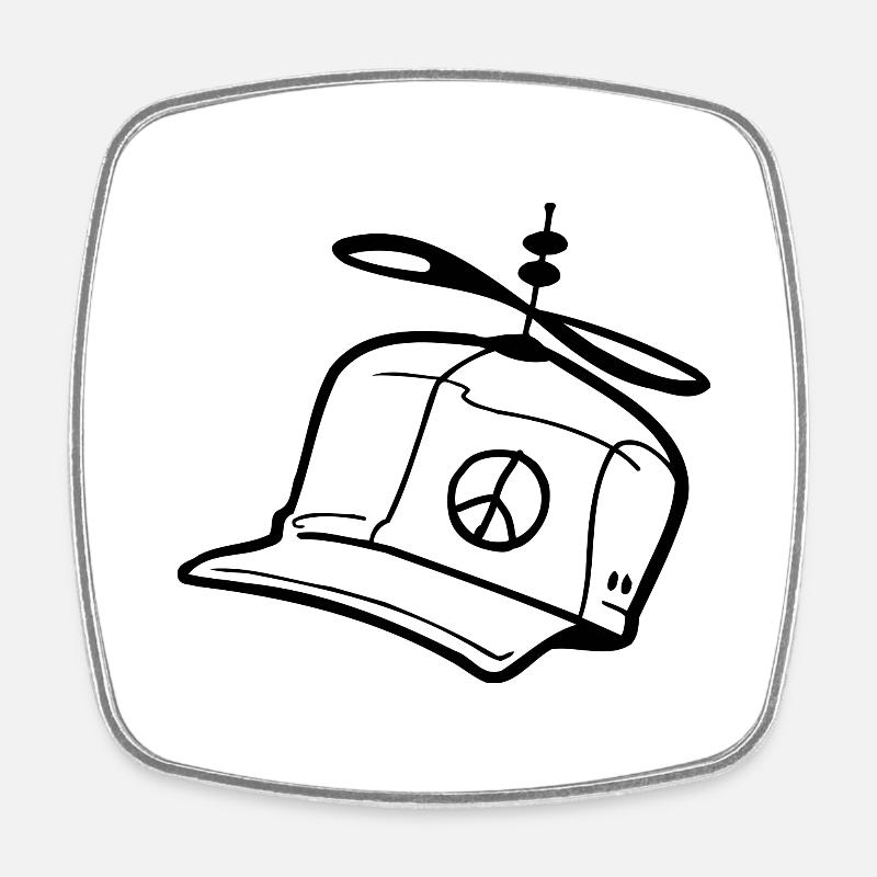 Cap "Peace" - Viereckiger Kühlschrankmagnet - Weiß