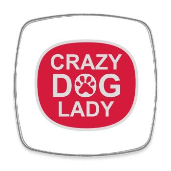 Citation de Crazy Dog Lady - Magnet carré - blanc - Devant