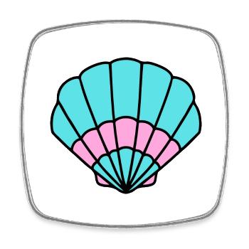 Coquille rose turquoise - maritim Comic-Design - Magnet carré - blanc - Devant