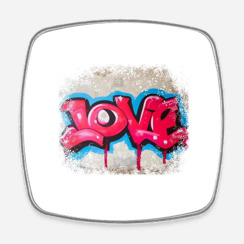 Graffiti Love - Viereckiger Kühlschrankmagnet - Weiß