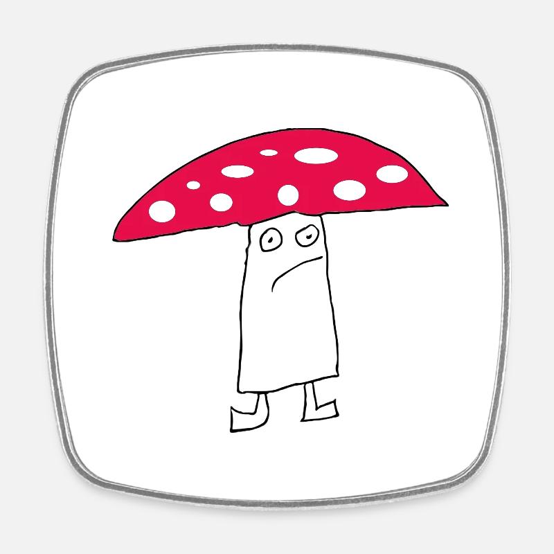 mushroom man - Square fridge magnet - white