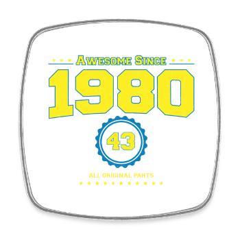 Awesome 1980 Shirt für Männer Frauen 43 Jahre alt 43. - Viereckiger Kühlschrankmagnet - Weiß - Vorne
