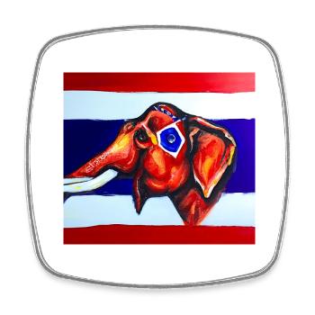 elefant thaiflagge - Viereckiger Kühlschrankmagnet - Weiß - Vorne