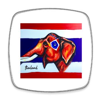 Thai Elefant - Viereckiger Kühlschrankmagnet - Weiß - Vorne
