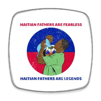 Haiti Haitian Flagge Vater Kind I Geschenk - Viereckiger Kühlschrankmagnet - Weiß - Vorne