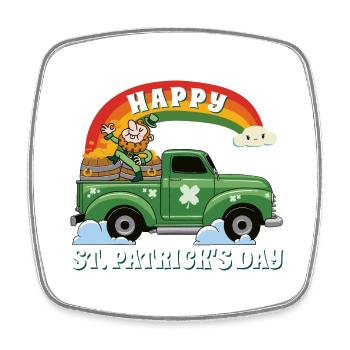 Vintage Green Truck Shamrocks St. Patrick's Day - Viereckiger Kühlschrankmagnet - Weiß - Vorne