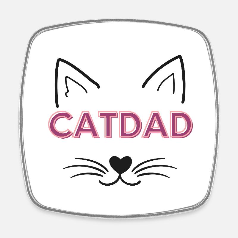 Papa chat - Magnet carré - blanc