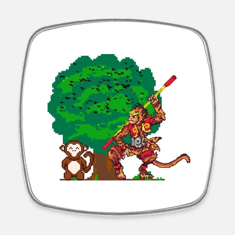 Wukong der Affe - Viereckiger Kühlschrankmagnet - Weiß