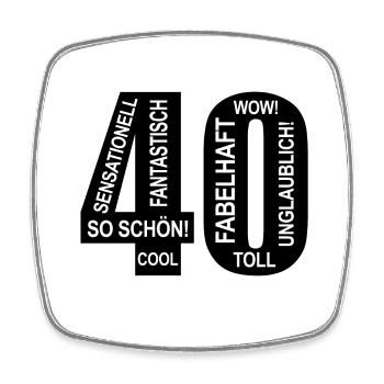 40. Geburtstag Wow Lustiges Motiv Nummer Ziffer 40 - Viereckiger Kühlschrankmagnet - Weiß - Vorne