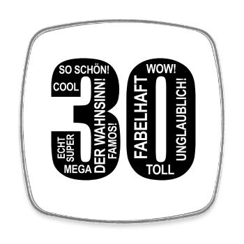 30. Geburtstag Wow Lustiges Motiv Nummer Ziffer 30 - Viereckiger Kühlschrankmagnet - Weiß - Vorne