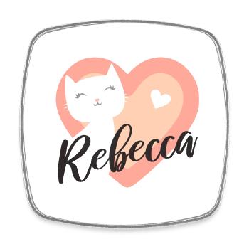 Rebecca Surname First Name Kitten - Square fridge magnet - white - Front