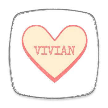 Vivian Name First Name Pink Sugar Heart - Square fridge magnet - white - Front