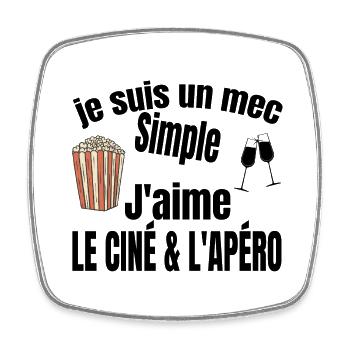 ciné et apéro - Magnet carré - blanc - Devant