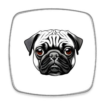 Pug Design Graphic Print Motif - Square fridge magnet - white - Front