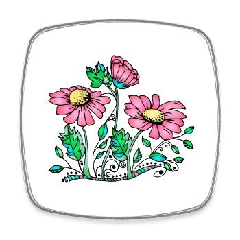 Fleur - Magnet carré - blanc - Devant