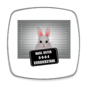 Osterhase - EIERDIEBSTAHL - Viereckiger Kühlschrankmagnet - Weiß - Vorne