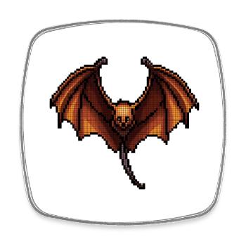 Flying fox in minimalist pixel graphics - Square fridge magnet - white - Front
