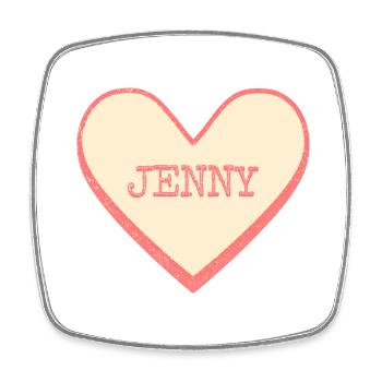 Jenny Name First Name Pink Sugar Heart - Square fridge magnet - white - Front