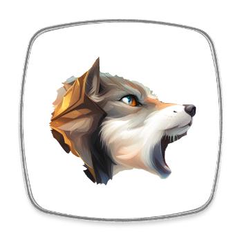 Loup - Magnet carré - blanc - Devant