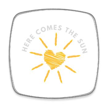 here comes the sun - Viereckiger Kühlschrankmagnet - Weiß - Vorne