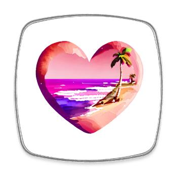 beach palm tree sun summer vacation island palm trees - Square fridge magnet - white - Front